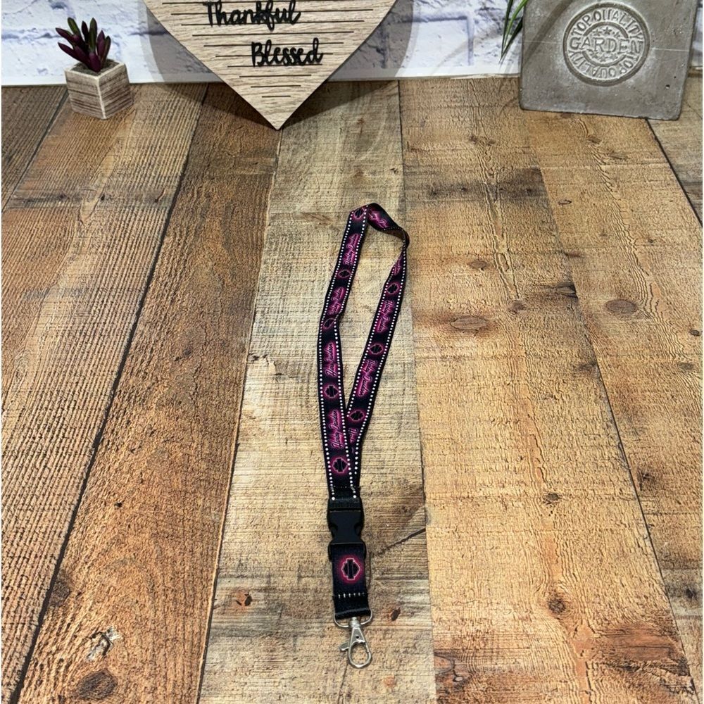 Harley-Davidson® Studded Fierce Rhinestones Black Lanyard